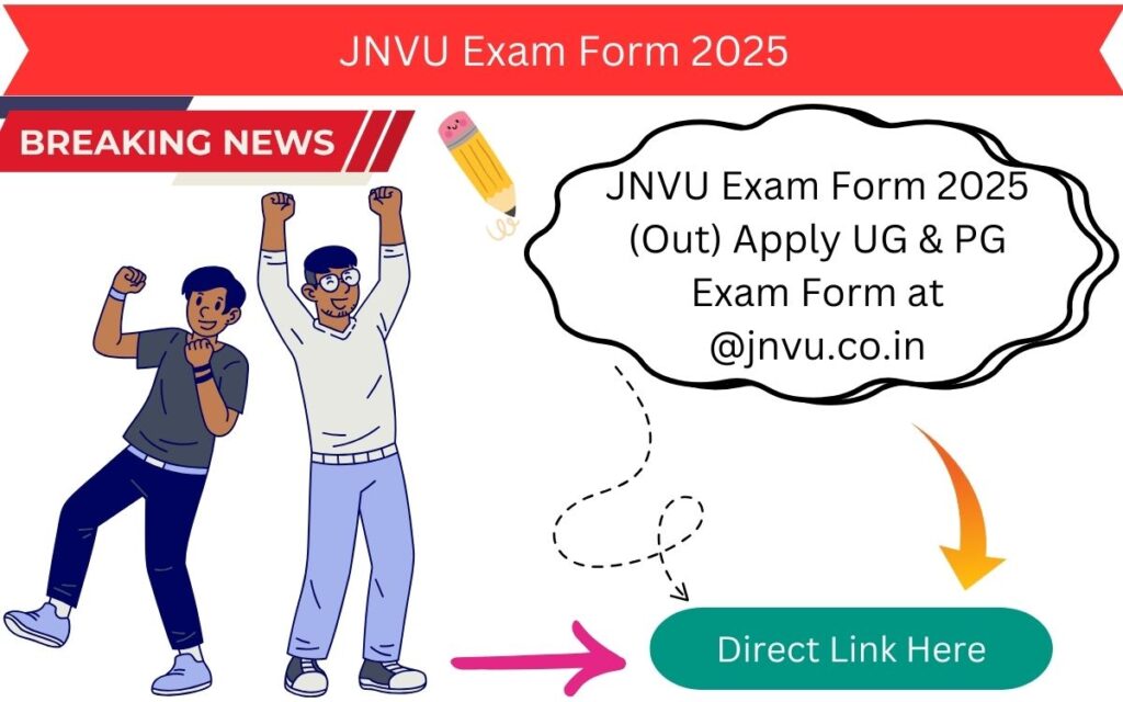 JNVU Exam Form 2025 (Out) Apply UG & PG Exam Form at @jnvu.co.in